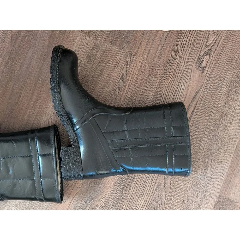 Waterproof Rainboots Vintage Mens 8 Womens 9.5 USA Rubber Wellies Boots Black